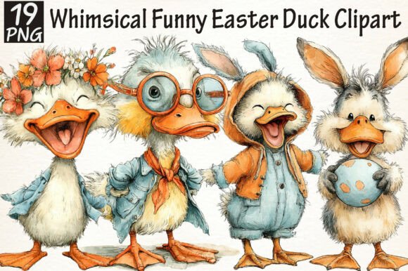Download Whimsical Funny Easter Duck Clipart - Premium Resources